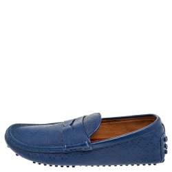 Gucci Blue Leather Slip On Loafers Size 40.5