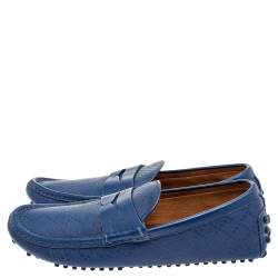 Gucci Blue Leather Slip On Loafers Size 40.5