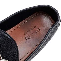 Gucci Black Leather Horsebit Slip On Loafers Size 41