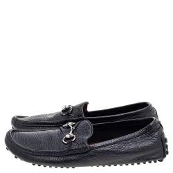 Gucci Black Leather Horsebit Slip On Loafers Size 41