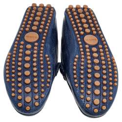 Gucci Blue Leather Horsebit Slip on Loafers Size 40