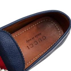 Gucci Blue Leather Horsebit Slip on Loafers Size 40