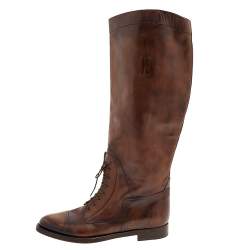 Gucci Dark Brown Leather Knee Length Boots Size 42