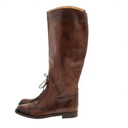Gucci Dark Brown Leather Knee Length Boots Size 42