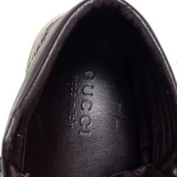 Pre Owned Gucci Brown Guccissima Leather Web Detail High Top Sneakers Size 42.5