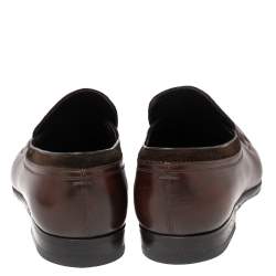Pre Owned Gucci Brown Suede And Leather Slip On Wingtip Loafers Size 40.5
