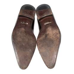Pre Owned Gucci Brown Suede And Leather Slip On Wingtip Loafers Size 40.5