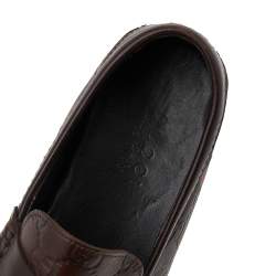 Gucci Brown Guccissima Leather Slip On Penny Loafers Size 40.5