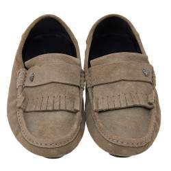 Gucci Grey Suede Fringe Slip On Loafers Size 43.1