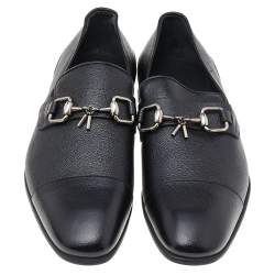 مملوكة مسبقًا Gucci Black Leather Horsebit Loafers Size 42