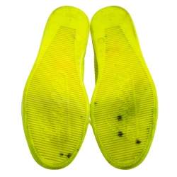 Pre Owned Gucci Neon Green Perforated Leather Lace Up High Top Sneakers Size 41