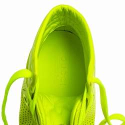 Pre Owned Gucci Neon Green Perforated Leather Lace Up High Top Sneakers Size 41