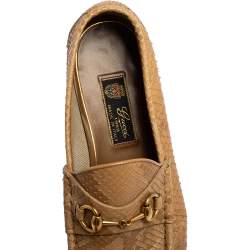 Gucci Tan Python Leather Horsebit Loafers Size 42.5