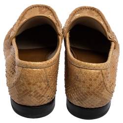 Gucci Tan Python Leather Horsebit Loafers Size 42.5