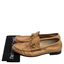 Gucci Tan Python Leather Horsebit Loafers Size 42.5