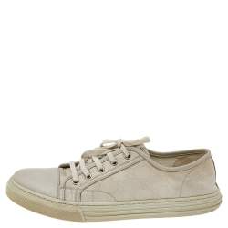 Gucci Off-white Leather And GG Canvas Low Top Sneakers Size 43