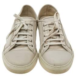 Gucci Off-white Leather And GG Canvas Low Top Sneakers Size 43
