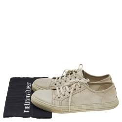 Gucci Off-white Leather And GG Canvas Low Top Sneakers Size 43
