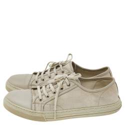 Gucci Off-white Leather And GG Canvas Low Top Sneakers Size 43