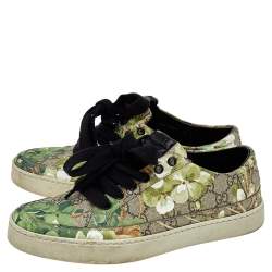 Gucci Multicolor Blooms Print GG Supreme Canvas Low Top Sneakers Size 40
