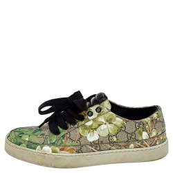 Gucci Multicolor Blooms Print GG Supreme Canvas Low Top Sneakers Size 40