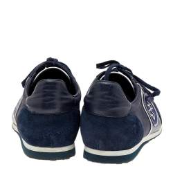 Gucci Navy Blue Suede and Nylon Low Top Sneakers Size 42.5