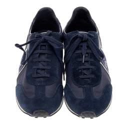 Gucci Navy Blue Suede and Nylon Low Top Sneakers Size 42.5