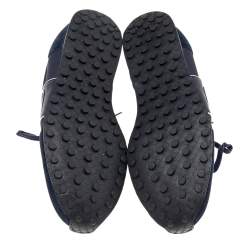 Gucci Navy Blue Suede and Nylon Low Top Sneakers Size 42.5