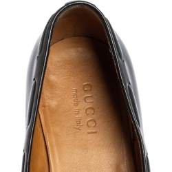 مملوكة مسبقًا حذاء لوفرز غوتشي جلد أسود مزين دلاية بشراشيب سليب أون مقاس 44