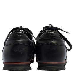 Pre Owned حذاء رياضي غوتشي جلد غوتشيسيما أسود مزين ويب منخفض من أعلى مقاس 44.5