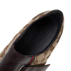 Pre Owned Gucci Brown/Beige GG Canvas And Leather Velcro Low Top Sneakers Size 44