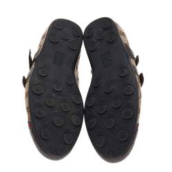 Pre Owned Gucci Brown/Beige GG Canvas And Leather Velcro Low Top Sneakers Size 44