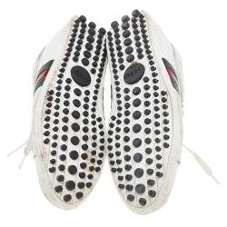 Gucci White Leather Web Detail Loafer Sneakers Size 42.5
