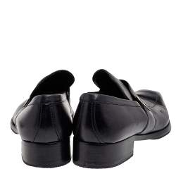 Pre Owned Gucci Black Leather Interlocking G Slip On Loafers Size 42