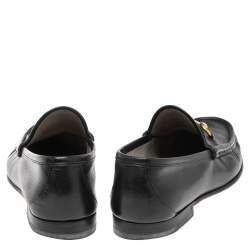 Pre Owned Gucci Black Leather Horsebit Slip On Loafers Size 43