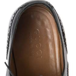 Pre Owned Gucci Black Leather Lace Up Oxfords Size 42