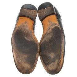 Pre Owned Gucci Black Leather Lace Up Oxfords Size 42