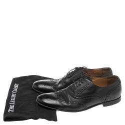 Pre Owned Gucci Black Leather Lace Up Oxfords Size 42
