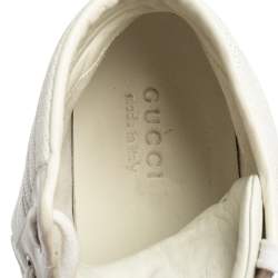 Gucci White Leather Web Detail High-Top Sneakers Size 45