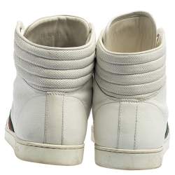 Gucci White Leather Web Detail High-Top Sneakers Size 45