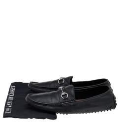 Pre Owned حذاء لوفرز غوتشي سليب أون هورسبيت جلد أسود مقاس 46