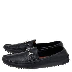 Pre Owned حذاء لوفرز غوتشي سليب أون هورسبيت جلد أسود مقاس 46