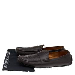 Pre Owned Gucci Brown Guccissima Leather Slip On Loafers Size 46.5