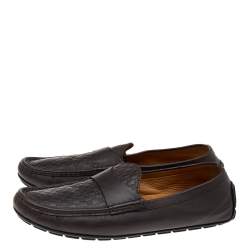 Pre Owned Gucci Brown Guccissima Leather Slip On Loafers Size 46.5