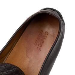 Pre Owned Gucci Brown Guccissima Leather Slip On Loafers Size 46.5