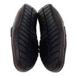 Pre Owned Gucci Brown Guccissima Leather Slip On Loafers Size 46.5