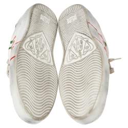 مملوكة مسبقًا Gucci Off White Leather Ace Blade Print Low Top Sneakers Size 44.5