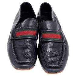 مملوكة مسبقًا حذاء لوفرز غوتشي فريدريك ويب جلد أسود مقاس 45