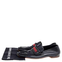 مملوكة مسبقًا حذاء لوفرز غوتشي فريدريك ويب جلد أسود مقاس 45