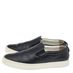 مملوكة مسبقًا Gucci Black Guccissima Leather Slip On Sneakers Size 44